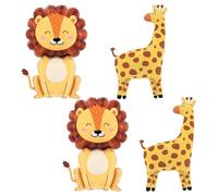 4 Pezzi Di Palloncini Animali, Palloncini In Pellicola Di Alluminio Con Leone, Palloncini Giraffa, Palloncini Decorativi Per Animali