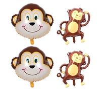 4 Pezzi Di Palloncini Scimmie Simulati, Palloncini Con Animali Dei Cartoni Animati, Palloncini Gonfiabili In Pellicola Di Alluminio, Decorazioni Per Set Di Palloncini Per Feste Per Bambini