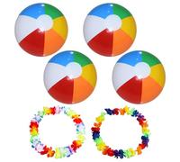 4 pezzi di palloni da spiaggia e 2 set di ghirlande, palloni gonfiabili colorati, giocattoli gonfiabili, giochi d'acqua, giochi da spiaggia per bambini