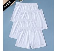 4 pezzi di pantaloncini casual in cotone lavorato a maglia, boxer brief intimi comodi da uomo, pantaloni da casa per coppia (senza chiusura lampo) L,M,S,XL,XS,XXLLettere,Colore unicoTessuto in maglia