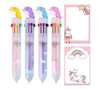 4 Pezzi Di Penne A Sfera Da 10 Colori E 2 Pezzi Di Note Appiccicose, Cartoni Animati Carini, Materiali Scolastici, Regali Per Studenti, Strumenti Di Scrittura.