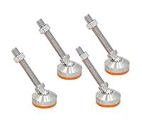 4 pezzi di piedini universali in acciaio inox, piedini regolabili for pavimenti resistenti for mobili e macchine, piedini di supporto antiscivolo in gomma gialla solida D80