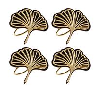 4 pezzi di portatovaglioli moda d'oro ginkgo biloba forma portatovaglioli