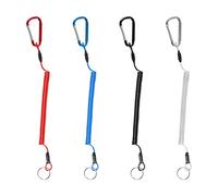 4 pezzi di primavera moschettone corda persa, filo di acciaio cintura moschettone corda persa, spirale filo di acciaio catena chiave, utilizzato per escursioni, pesca e altre attività all'aperto