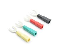 4 pezzi di rame puro aperto presa 6mm forcella cablaggio a forma di U presa 4mm presa a banana connettore terminale rosso nero(Each color 1pc)