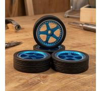 4 Pezzi Di Ruote E Pneumatici Per Micro Auto RC In Scala 1:28, Gruppi Ruote
