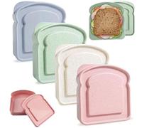 4 pezzi di scatole per panini e pranzi Food Box Toast Mould Rack, contenitore in plastica riutilizzabile con coperchio, sicuro per microonde e lavastoviglie, adatto per casa, ufficio e campeggio