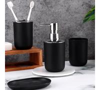 4 pezzi di set da bagno riutilizzabile, inclusi flaconi dispenser per la doccia, portaspazzolino, bicchiere, portasapone, adatto per hotel, case vacanze, camere da letto, viaggi e altri scenari, ottim