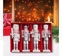 4 pezzi di soldatino schiaccianoci natalizio in legno per decorazioni da