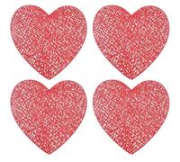 4 Pezzi di Sottobicchieri a Forma di Cuore Cavo in PVC, Sottobicchieri per Tazze, Tovagliette Tavola, Portabicchieri, Tappetino Isolante Termico per Casa