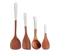 4 pezzi di spatola legno, cucchiaio, padella antiaderente, utensili da cucina in for soffriggere
