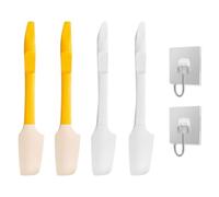 4 Pezzi Di Spatola Per Marmellata E 2 Grandi Ganci Trasparenti, Strumenti Di Cottura Per Striscio Da Cucina, Testa In Silicone Resistente Alle Alte Temperature, Può Essere Aperta Alla Fine.
