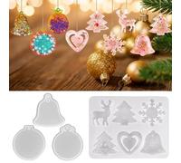 4 Pezzi Di Stampi In Silicone Per Colata Natalizia, Stampo In Resina Epossidica Per Ciondoli, Campana, Fiocco Di Neve, Albero Di Natale, Stampi In Gesso Fai Da Te Per Colata Di Decorazioni Natalizie