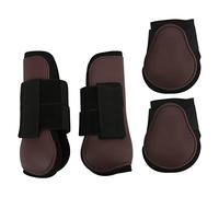4 pezzi di stivali per le zampe del cavallo, stivali di supporto per cavalli ammortizzanti con scocca in PU e fodera in neoprene, protezione dei tendini per competizioni di salto e (Set marrone L)