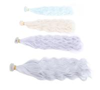 4 Pezzi di Trame di Capelli per Bambole 4 Colori 30 Cm di Lunghezza 1 M di Larghezza Parrucca di Capelli Lunghi Ricci in Seta Morbida per Bambole Snodate con Batuffolo di Cotone