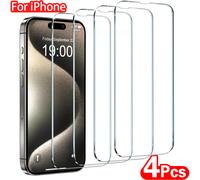 4 pezzi di vetro temperato per iPhone 16 15 14 13 12 11 Pro Max protezione dello schermo per iPhone 7 8 Plus X XS Max XR pellicola protettiva in vetro