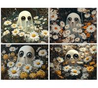 4 pezzi Diamond Painting Kit Completo, DIY Fiori fantasma Diamantini Strass Ricamo a Punto per Adulti Decorazione Casa, Kit per Pittura Diamante Mosaico Fai Da Te 5D, per Decorazione Casa 70x90cm I434