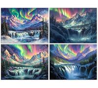 4 Pezzi Diamond Painting Kit per Adulti, 5D Cascate Aurora Pittura Diamante Kit, Fai Da Te Diamond Art Kit Completo, Ricamo a Punto Croce Artigianale, per Adulti Principianti Decor Casa 40x50cm U-480