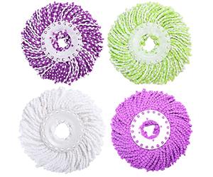 4 Pezzi Disc Mop Testina Sostitutiva, Testine di Ricambio per Mocio Rotante Mop Testina Sostitutiva in Microfibra, Ricambio Spazzolone Rotondo per il Mocio Rotativo Standard (Diametro 16CM)