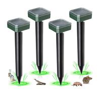 4 Pezzi Dissuasori per Talpe Professionali ad Ultrasuoni Solari, Repellente Elettronico, Impermeabili ed Ecologici, per Giardino, Orto e Campeggio - Allontana Topi, Serpenti e Altri Roditori