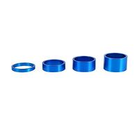 4 Pezzi Distanziatore per Bici, 4 Colori Rondella Distanziatore Auricolare in Lega di Alluminio, 5mm / 10mm / 15mm / 20mm Spaziatori Serie Sterzo per Mountain Bici da Strada(Blu)