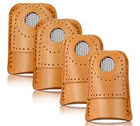 4 Pezzi Ditale in Pelle Protezione per Dita del Ditale da Cucire a Mano Ditale per Monete Pad per Dita Aghi per Spilli per Quilting da Cucito a Maglia DIY Strumenti Cucire, 2 Dimensioni