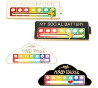 4 Pezzi Divertente Spilla per L'Umore Sociale per 7 Giorni,Spille Zaino,Batteria Sociale Pin, Spille Umore Interattivo, Batteria Sociale Smalto Pin Badge Pin Nizza Spilla Gioielli
