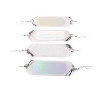 4 Pezzi Dodger da Traina Riflettente per Salmone, 11,5x4x0,1cm | ABS, Superfici Molto Riflettenti, Punti di Aggancio Semplici, per Trota e Trota di Acqua in Mare