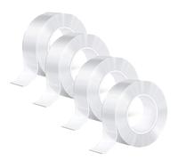 4 Pezzi Doppelseitiges Klebeband Dünn, Nastro Biadesivo Extra Forte, Nano Tape, Beidseitiges Klebeband Extra Stark Spurloses Waschbares Doppelseitiges Klebeband Transparent
