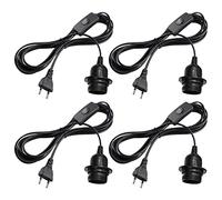 4 pezzi E27 portalampada con interruttore, attacco E27 con cavo da 3,5 m, anello a vite, cavo per lampada con spina, adatto per lampada a sospensione, camera da letto, sala da pranzo, balcone