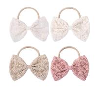 4 Pezzi Elastici Chioma Fiocco in Pizzo per Coda Lunga | Design Delicato e Creativo, Colore Brillante, Non Lascia Segni, per Bambine e Mamme, Foto e Festa