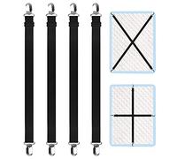 4 Pezzi Elastici Ferma Lenzuola con Clip in Metallo tenditori per lenzuola regolabili, Clip Lenzuola Letto Matrimoniale Cinghie Elastiche Regolabili + Fissaggio Antiscivolo + 55-200cm