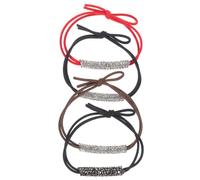 4 Pezzi Elastici per Chioma con Pietre Decorative, per Ragazze | Gomma Elastica Resistente, Stile Versatile, per Coda Sicura su Chioma Medi e Trecce