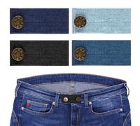 4 Pezzi Estensore di Vita in Denim Bottoni,Estensori Elastici in Vita,Regolabili Bottone Allarga Pantaloni per Jeans, Pantaloni Premaman