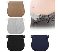 4 Pezzi Estensori Cintura Premaman, Prolunga Pantaloni Gravidanza per Donne Incinte, Allarga Fibbia di Estensione Regolabile per la Gravidanza (Nero, Blu, Grigio, Kaki)