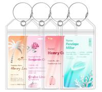 4 Pezzi Etichette per Valigie da Crociera, Etichetta Valigia Bagaglio per Aereo, Viaggio, MSC, Costa, NCL - Targhette Valigia Impermeabili in PVC, Trasparenti e Durevoli con Bande Metalliche