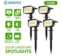 4 Pezzi Faretti Solari da Giardino 72 LED, Luci Solari Impermeabili per Recinzioni e Muri, Illuminazione per Cortile e Garage