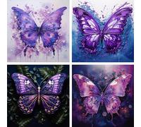 4 Pezzi Farfalla Diamond Painting Kit Completo, 5D Pittura Diamante animale DIY Hobby Creativi Adulti painting by numbers, Quadri con Perline Diamond Painting, Decorazioni Casa Pareti 25x25cm ZF-3485