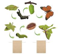 4 pezzi farfalla e 4 pezzi personaggi falena in plastica - personaggi insetto per il ciclo di vita dal bruco alla farfalla come strumento didattico per progetti scolastici e bambini