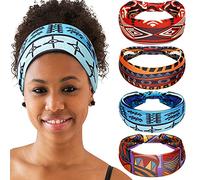4 Pezzi Fasce per Capelli Africane Turbante per Capelli Boho Fasce per Capelli Annodate Larghe Elastiche da Yoga Accessori per Capelli per Donna e Ragazza (Serie Chic)