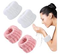 4 pezzi Fasce per Sudore Polsini Assorbenti,Polso Spa Elastico Braccialetto, polsini skincare assorbenti face wash braccialetti,per Skincare per Donne Ragazze Sport Yoga Spa Doccia