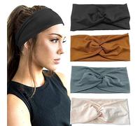 4 Pezzi Fascia Capelli Ddonna, Fasce per Capelli Donna Elastica con Nodo Intrecciato, Senza Scivolare Fascie Capelli Donne Per Sport, Lavoro, Uso Quotidiano