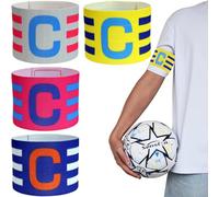 4 Pezzi Fascia da Braccio Capitan Football, Fasce da Capitano,Regolabile Calcio Armband,Fascia da Capitano da Calcio Multicolore,per Bambini Sport per Adulti Calcio e Rugby