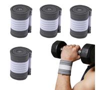 4 Pezzi Fascia da Polso, Supporto Polso Elastica Ambidestra, Polsiera Elastica Supporto per Polso per Uomini e Donne, Regolabile Tutore Tunnel Carpale per Ginnastica Tennis Sport Grigio/Bianco)