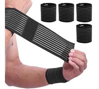 4 Pezzi Fascia da Polso, Supporto Polso Elastica Ambidestra, Polsiera Elastica Supporto per Polso per Uomini e Donne, Regolabile Tutore Tunnel Carpale per Ginnastica Tennis Sport (Nero)