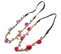 4 Pezzi Fascia per Chioma Rosa Floreale, Cerchietto da Sposa Rosso | Velluto Coreano, Uso per Nozze e Fidanzamento, per Ragazze e Damigelle, Comoda, Stabile, Lunga Durata