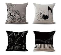 4 Pezzi Federa per Cuscino con Note Musicali, Decorazione per Divano, 45 x 45 cm C