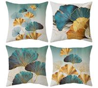 4 Pezzi Federe Cuscini Divano 40x40cm,Federe per Cuscini Fiori Primaverili,Federa per Cuscino in Lino,Federa per Cuscino Farfalle E Uccelli Da Giardino Fiorito,Per Divano Decorazione Della Casa (G)