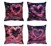 4 Pezzi Federe Cuscini Divano 50 x 50 Rosa Divano Decorativo Doppia Faccia in Velluto con Cerniera Invisibile per Soggiorno Camera Balcone Esterno per Cucina, Sedia, Letto, Fiori D'Amore F0P-418