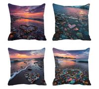 4 Pezzi Federe Cuscini Divano 80 x 80 Amore Divano Decorativo Doppia Faccia in Esterno Impermeabile Lino con Cerniera Invisibile per Soggiorno Camera Balcone Esterno per Cucina, Sedia, Pietra F0P-85